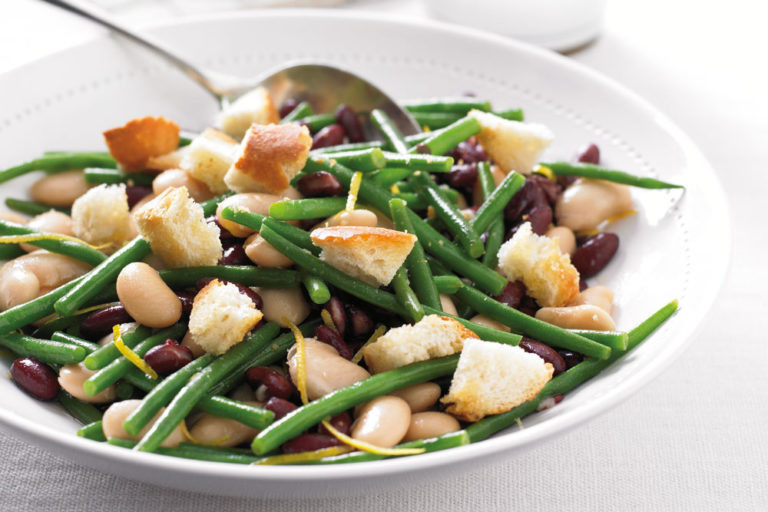 Three Bean Salad With Lemon And Walnut Dressing