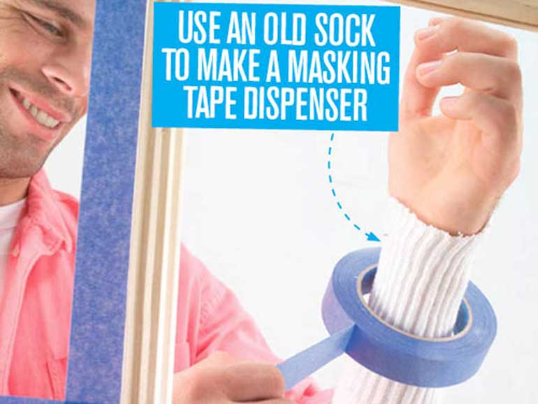 3. Create a DIY tape dispenser with a sock 