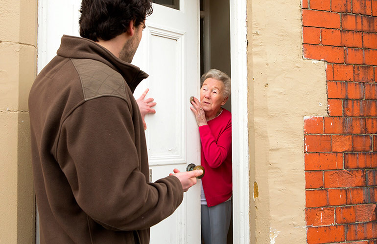 Be careful of people who knock on your door and offer to trim your tree