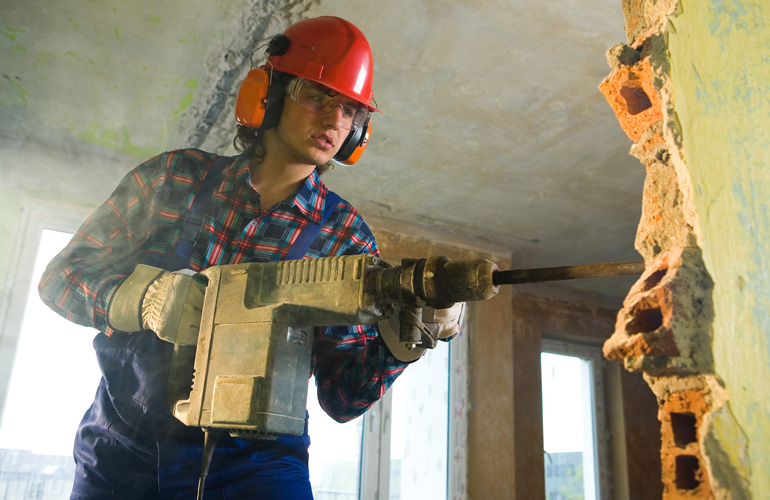 Wear a hard hat when working over your head